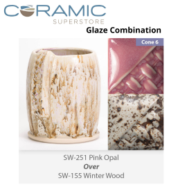 Pink Opal SW-251 over Winter Wood SW-155 Stoneware Combination